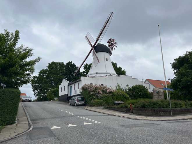 Windmill in residential area