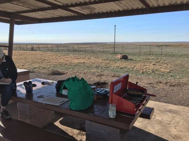 Breakfast at stop along the highway in Texas, where we slept